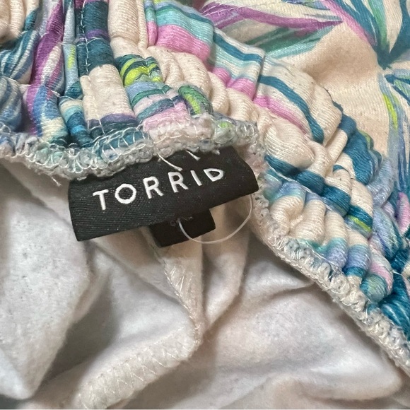 Torrid Tropical Print Athletic Shorts - Blue and Purple - Picture 4 of 5